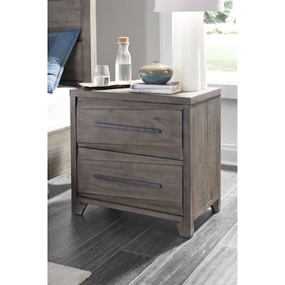 Hearst Solid Wood Two Drawer Nightstand in Sahara Tan