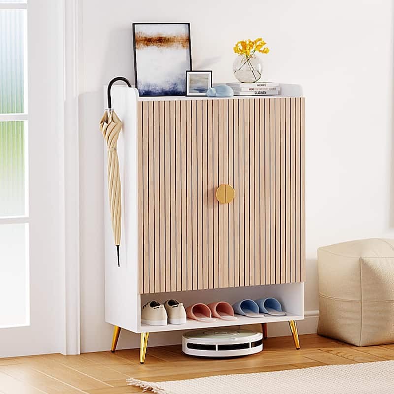 SUNBURY Modern 5-Tier Shoe Storage Cabinet,20 Pairs Shoe Rack with Adjustable Shelves for Entryway, Hallway - Beige