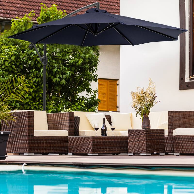 Island Umbrella Captiva 10-ft Octagonal Cantilever Umbrella with Base - Breez-Tex Canopy