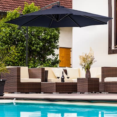 Island Umbrella Captiva 10-ft Octagonal Cantilever Umbrella with Base - Breez-Tex Canopy