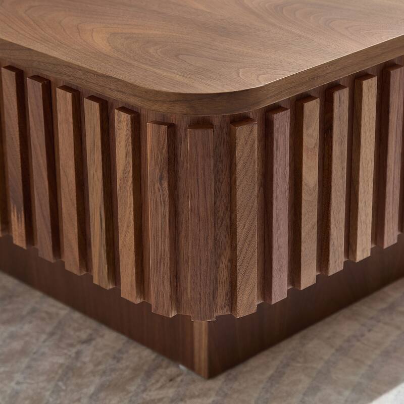35.43 Inch Handcraft Drum Coffee Table Square Coffee Table,Lift Top Wooden Coffee Table with Hidden Storage Space