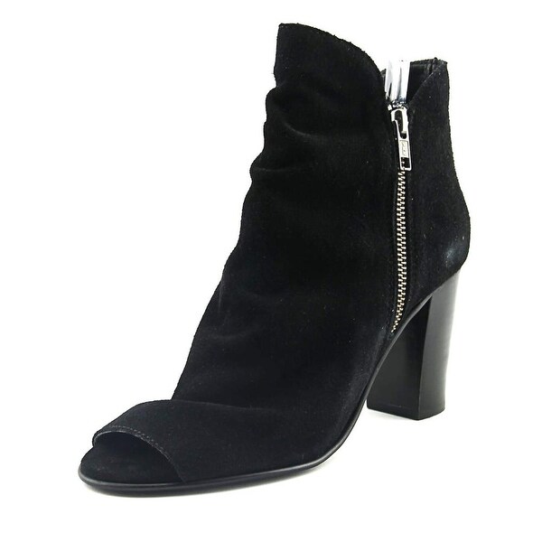 peep toe black booties