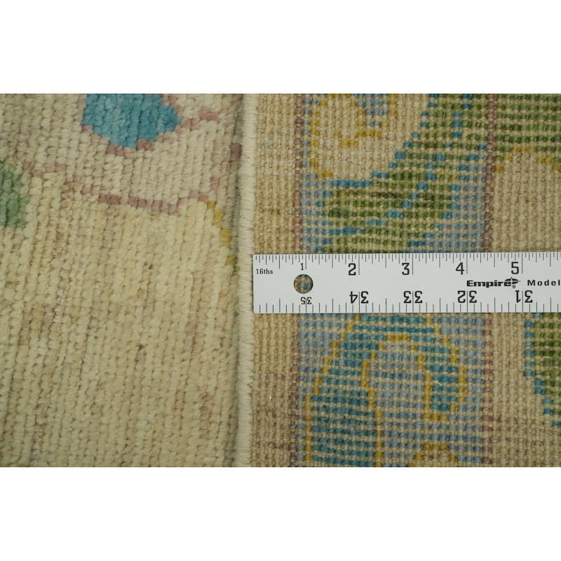 Vegetable Dye Wool Oushak Turkish Area Rug, Geometric Carpet - 11' 9'' X 8' 11''
