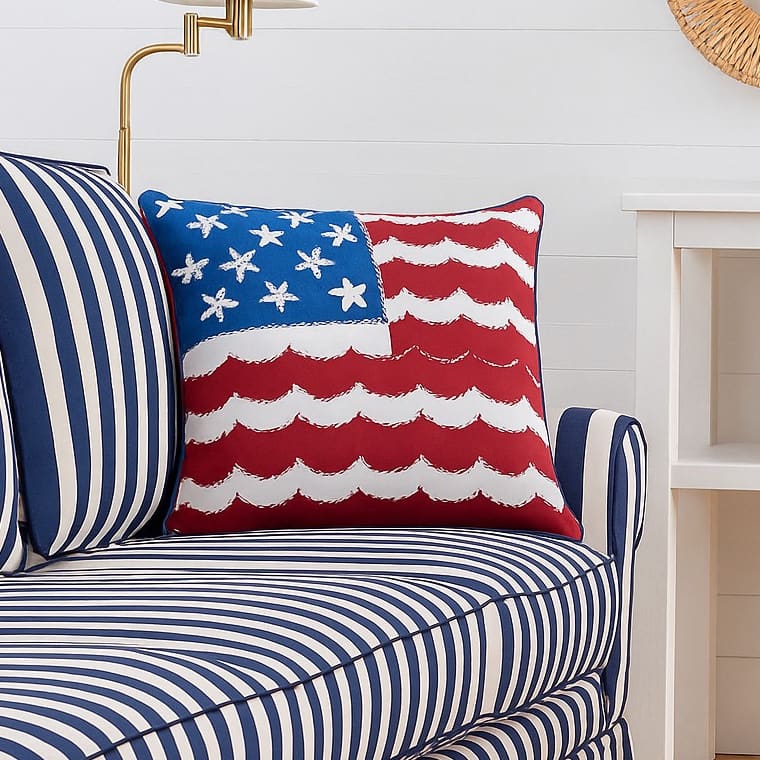 Red, White and Waves Pillow