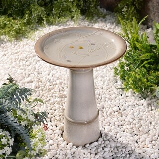 Bridgeton Ceramic Glazed Bird Bath - 17" x 22"