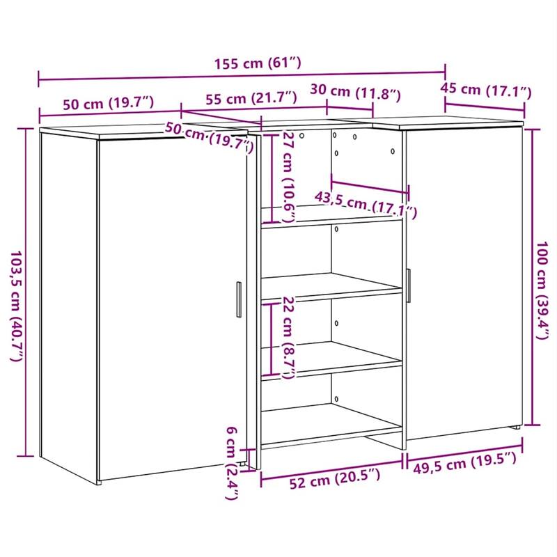 vidaXL Reception Desk White Engineered wood Large Reception Desk