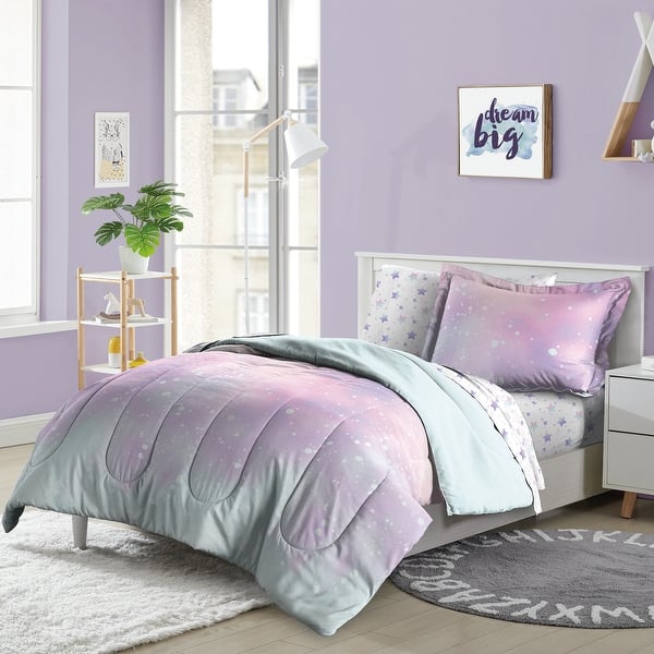 slide 2 of 8, Dream Factory Twilight Bed-In-A-Bag Comforter Set Pink - Full