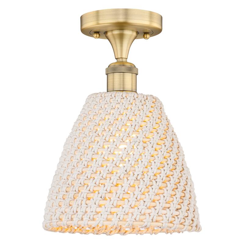 Innovations Lighting 616-1F-12-9 Bristol Natural Semi-Flush Bristol - Brushed Brass / Natural
