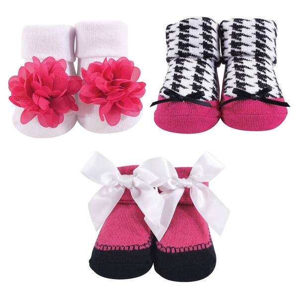 slide 1 of 1, Hudson Baby Infant Girl Socks Boxed Giftset, Dark Pink Black, One Size - Dark Pink Black Dark Pink Black - One Size