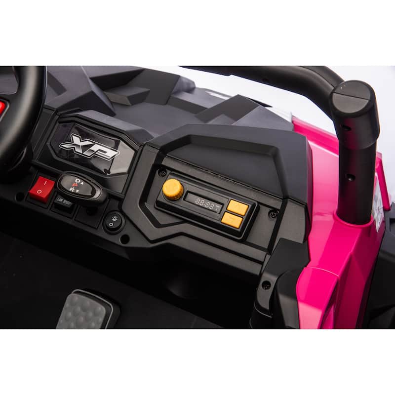 24V 4WD 2-Seater Kids Ride On UTV with Remote Control, Bluetooth Music, Dual Doors, LED Headlights,Suspension & Battery Display
