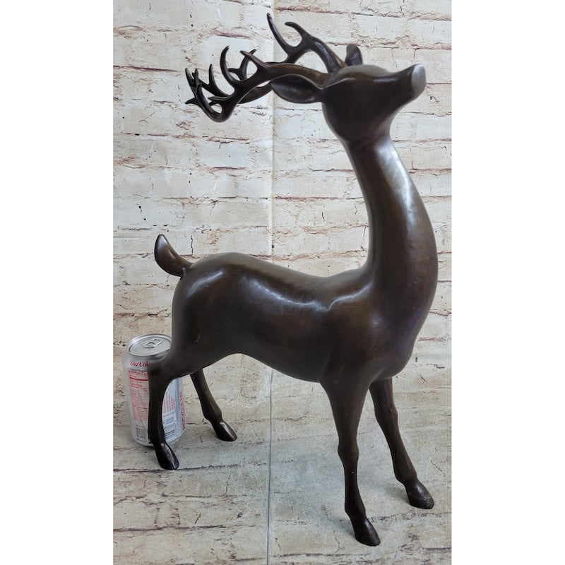 Signed Miguel Lopez Stag Buck Deer Bronze Sculpture Hot Cast Figure Figurine