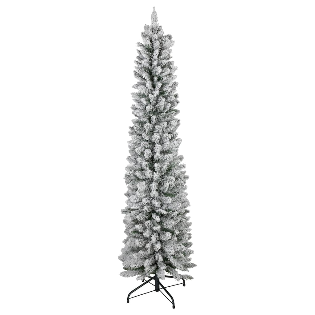 6' Flocked North River Pine Pencil Artificial Christmas Tree Unlit