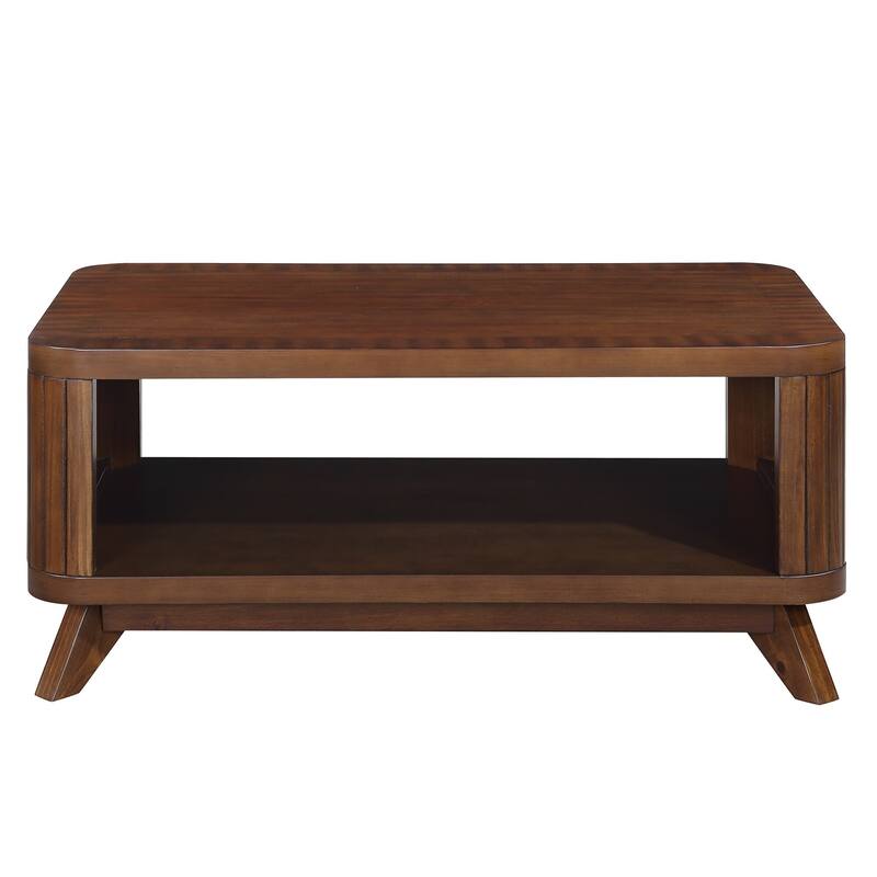 Wooden Coffee with Open Storage Shelves