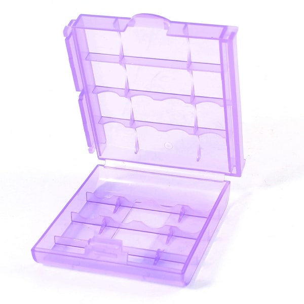 Unique Bargains Portable Purple Plastic Battery Holder Case Box for 4 AA AAA Type Batteries