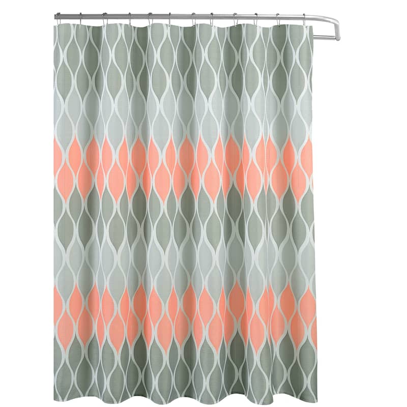 Clarisse Faux Linen Textured Shower Curtain with 12 Metal Rings