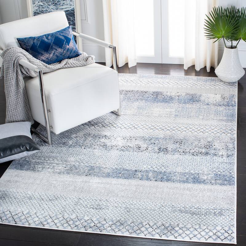 SAFAVIEH Amelia Dhian Modern Moroccan Distressed Rug - 11' x 15' - Grey/Light Blue