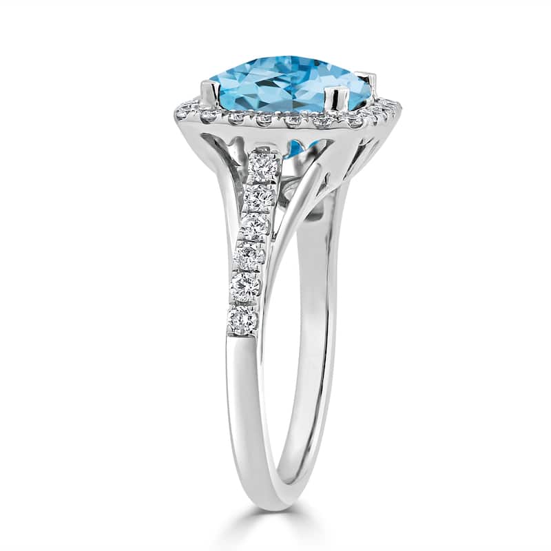 Auriya 2 3/4ct Cushion-cut Sky Blue Topaz and Halo Diamond Engagement Ring 1/2cttw 14k Gold