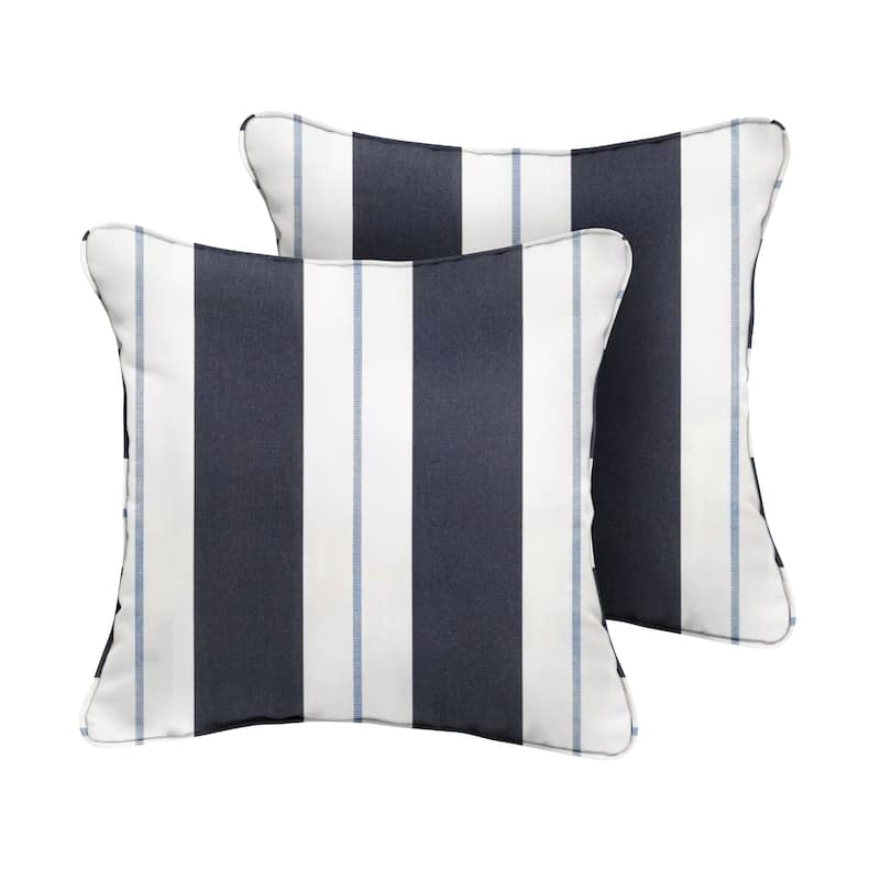 Sorra Home Sunbrella Outdoor Corded Pillow Set of 2 - Sunbrella - Relate Harbor - 18 in H x 18 in W x 6 in D