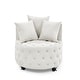 preview thumbnail 5 of 34, Velvet Upholstered Swivel Chair for Living Room, with Button Tufted Design and Movable Wheels, Including 3 Pillows