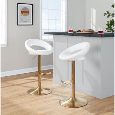 Silver Orchid Poppy Adjustable Bar Stool with Rounded T Footrest (Set of 2)