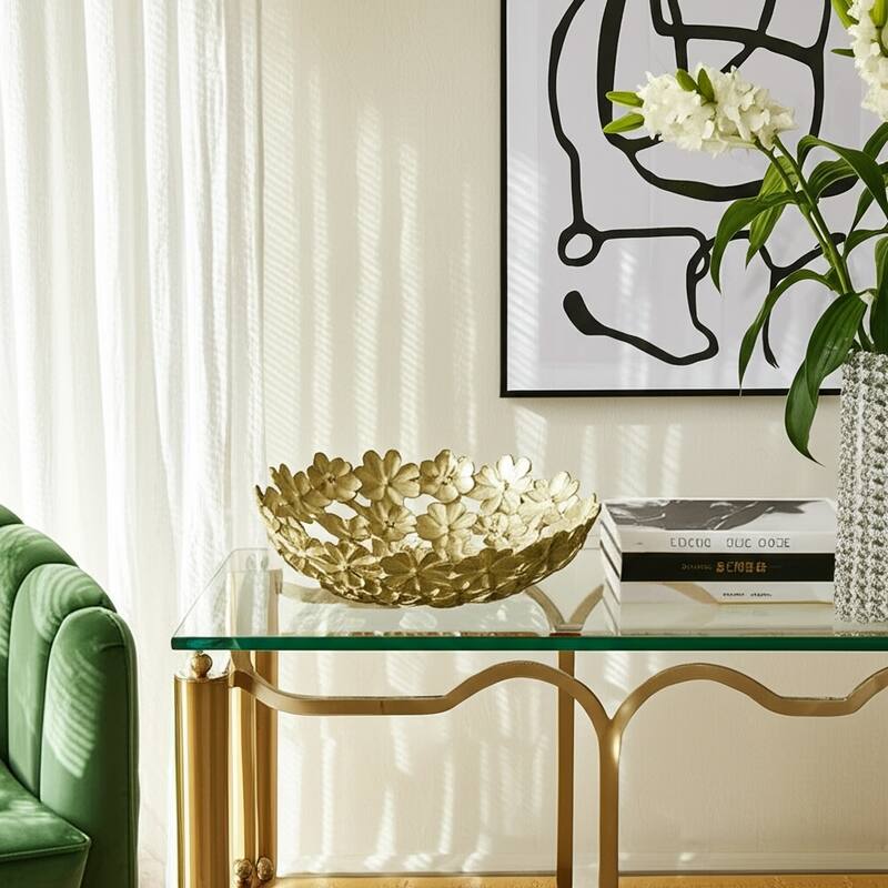 Aluminum Decorative Vase Floral Openwork Design Glam Style Modern