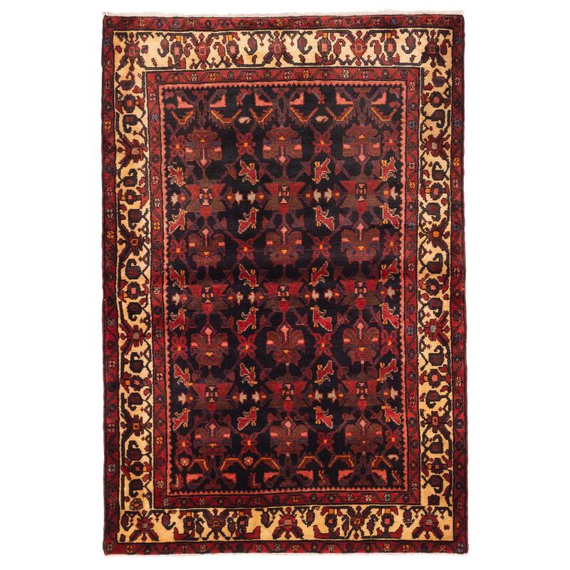 ECARPETGALLERY Hand-knotted Andelz Black, Red Wool Rug - 4'8 x 6'11