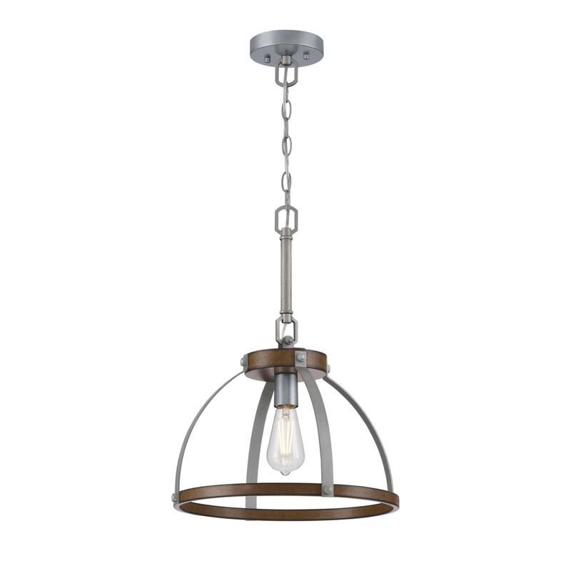 Westinghouse Lighting Oak Lane One Light Indoor Pendant/Semi-Flush Mount Ceiling Fixture - 1-Light - 1-Light - Barnwood and Galvanized Steel