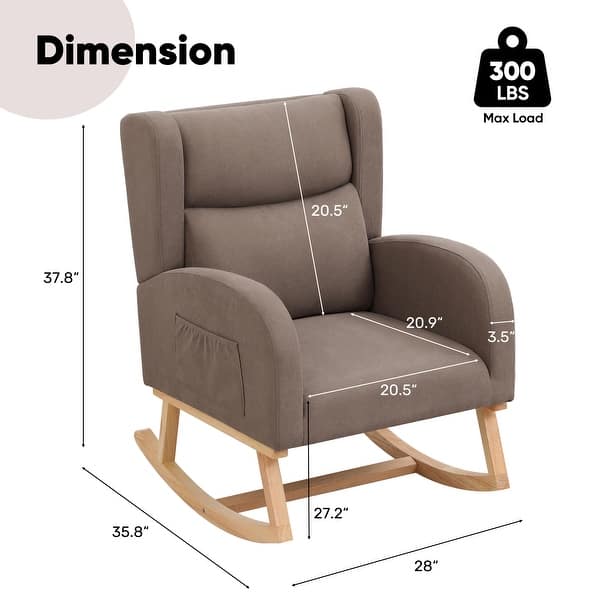 dimension image slide 8 of 9, HOMYKA 28" Wide Rocking Chair for Nursery