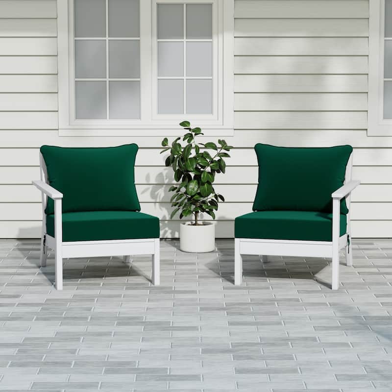Polytrends Birchwood All Weather HDPE Outdoor Patio Deep Seating White Loveseat (2-Piece)