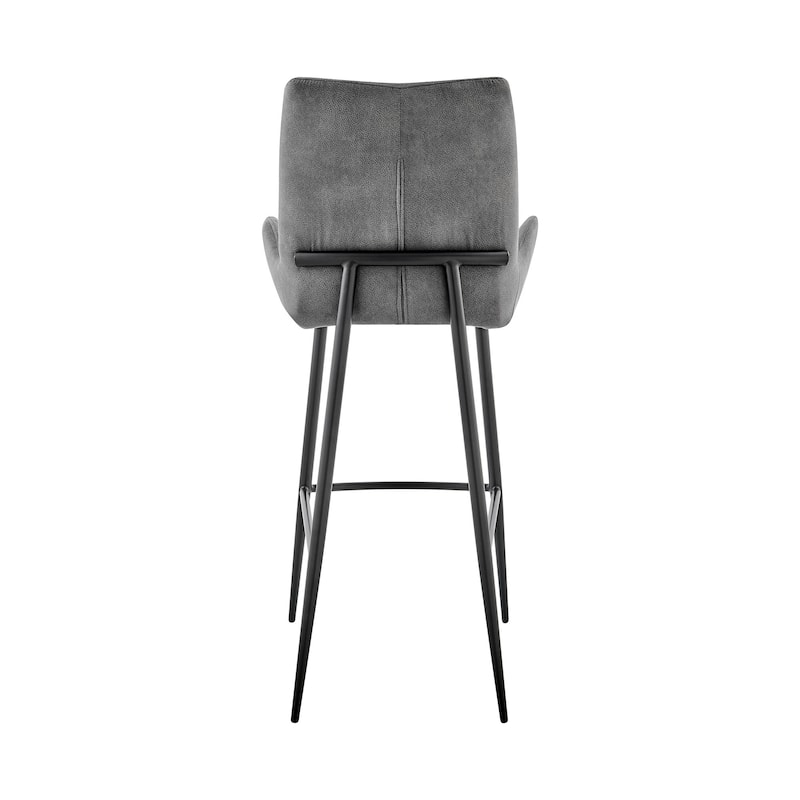 31" Seat Height Charcoal Upholstered Bar Chair with Full Back and Footrest Metal Frame for Kitchen - 42"H x 20"W x 21"D