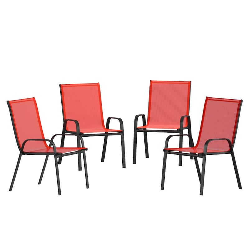 Outdoor Stacking Sling Patio Chairs (Set of 4)