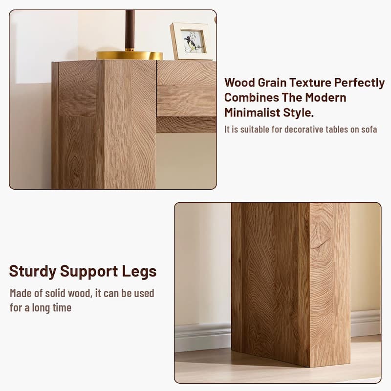 Modern Entryway Console Table, Thick Wood Sofa Table with Drawers