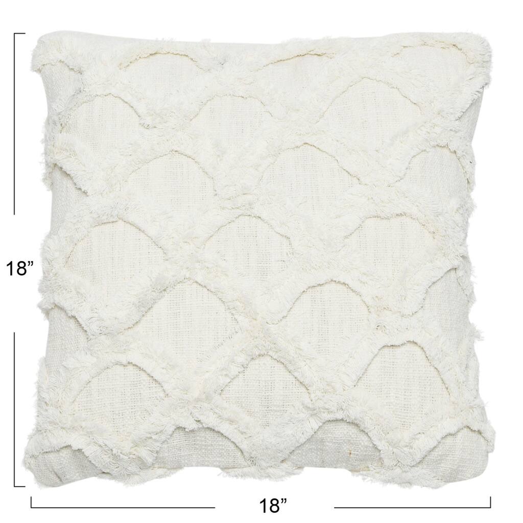 Cotton Tufted Chenille Pillow with Scallop Pattern