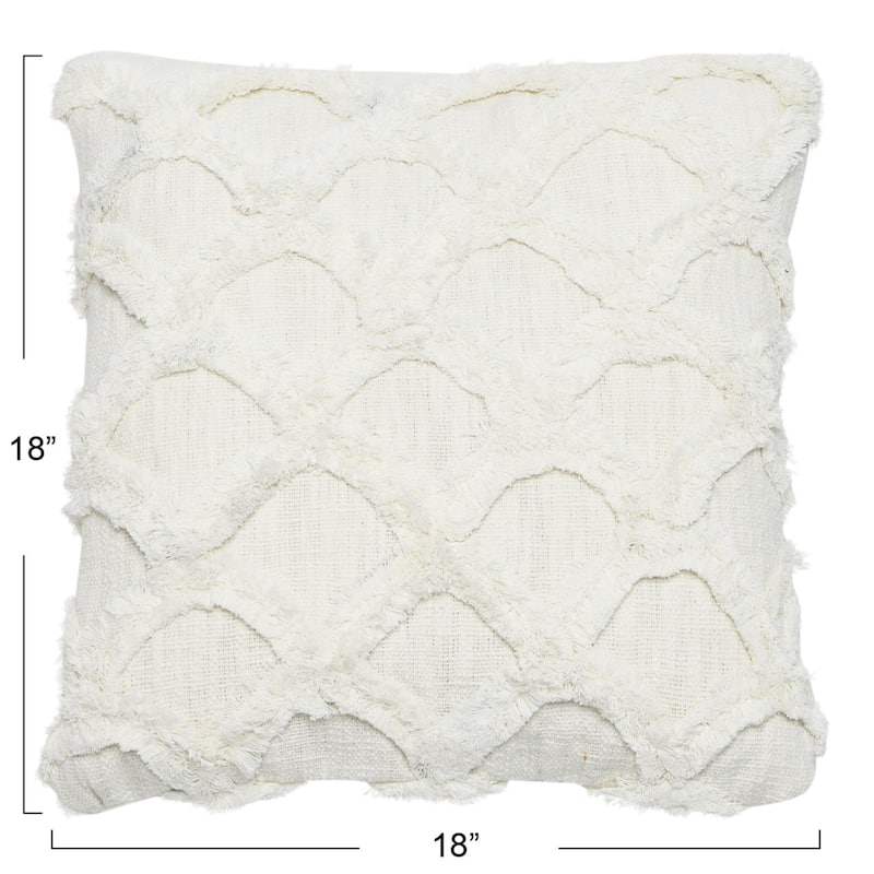 Cotton Tufted Chenille Pillow with Scallop Pattern