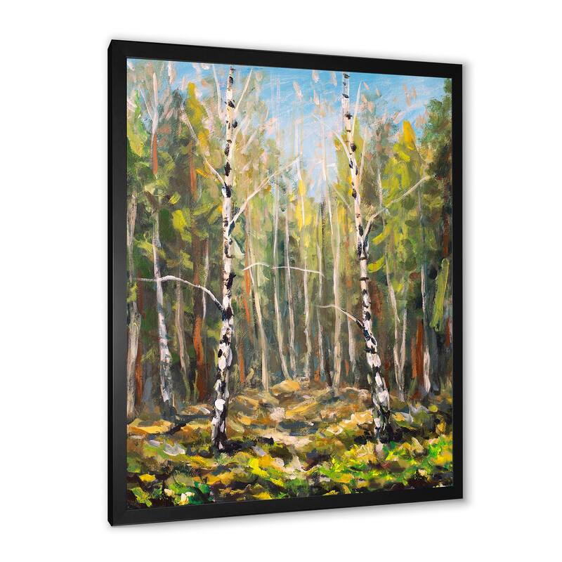 Designart "Green Forest Wood Landscape" Traditional Framed Wall Art