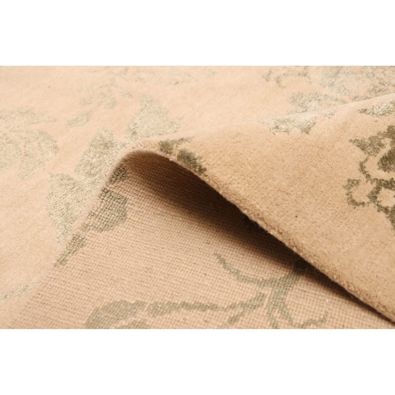 ECARPETGALLERY Hand-knotted Opulence Khaki Silk, Wool Rug - 8'0 x 10'0