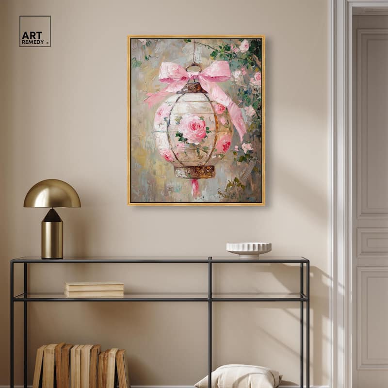 Rose Garden Lantern Canvas by Art Remedy