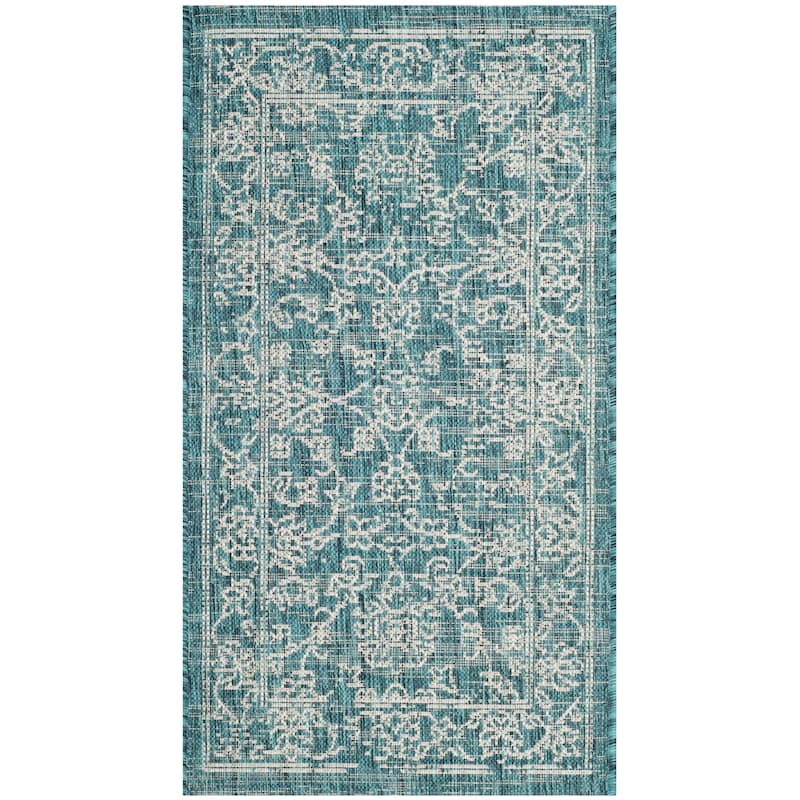 SAFAVIEH Courtyard Aquata Indoor/ Outdoor Waterproof Patio Backyard Rug - 2' x 3'7" - Turquoise