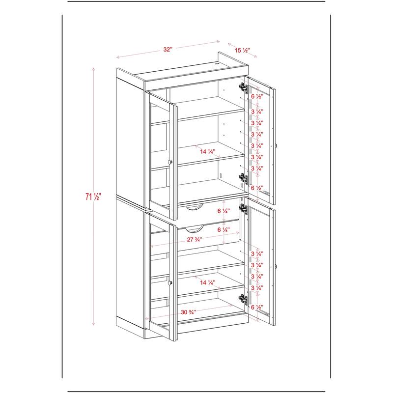 Palace Imports 100% Solid Wood 32" Bathroom Cabinet with Clear Glass Doors, 2-Drawers and Adjustable Shelves