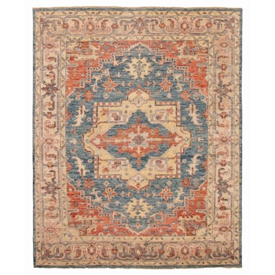 ECARPETGALLERY Hand-knotted Jules Serapi Navy Wool Rug - 8'0 x 9'10