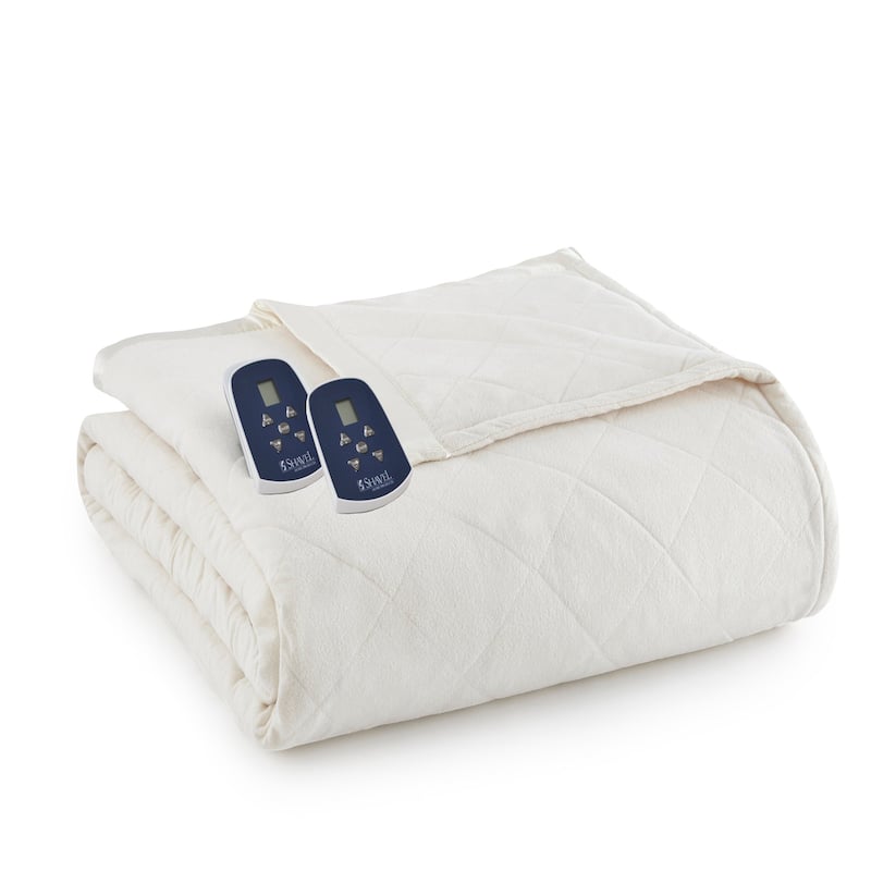 Shavel Micro Flannel® Quilted Electric Heated Blanket - Full - Ivory