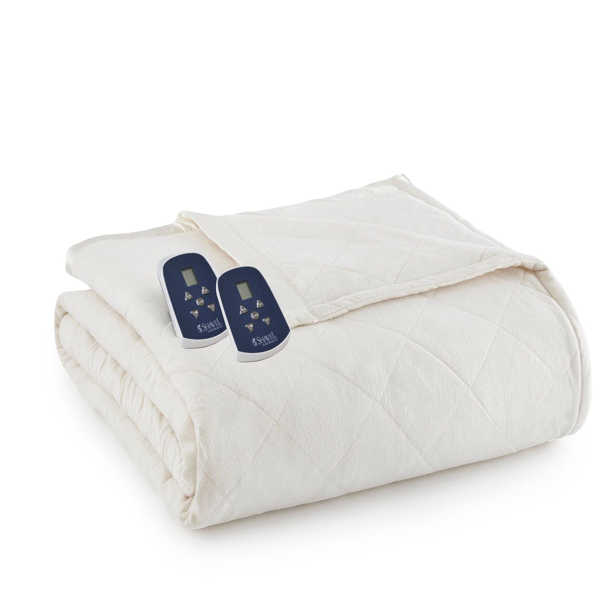 Shavel Micro Flannel® Quilted Electric Heated Blanket On Sale Bed