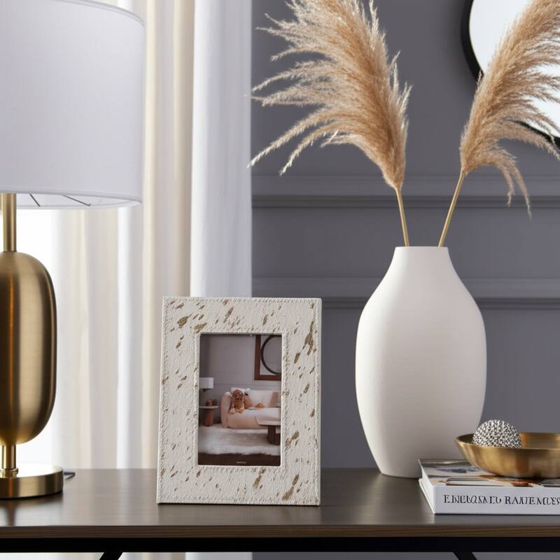 Leather Picture Frame Modern Speckled Glam Decorative Accent - 6.5" x 0.75" x 8.5"