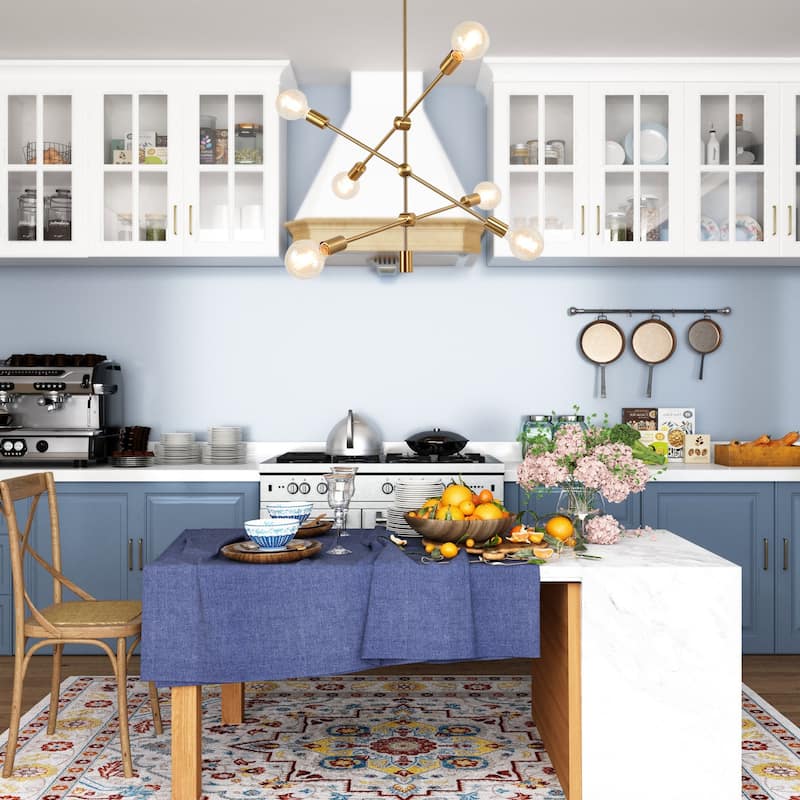 Mid-century Modern Brass Gold Pendants 6-light Sputnik Ceiling Lighting for Kitchen Island - Brass Gold - D26"x H38.5"