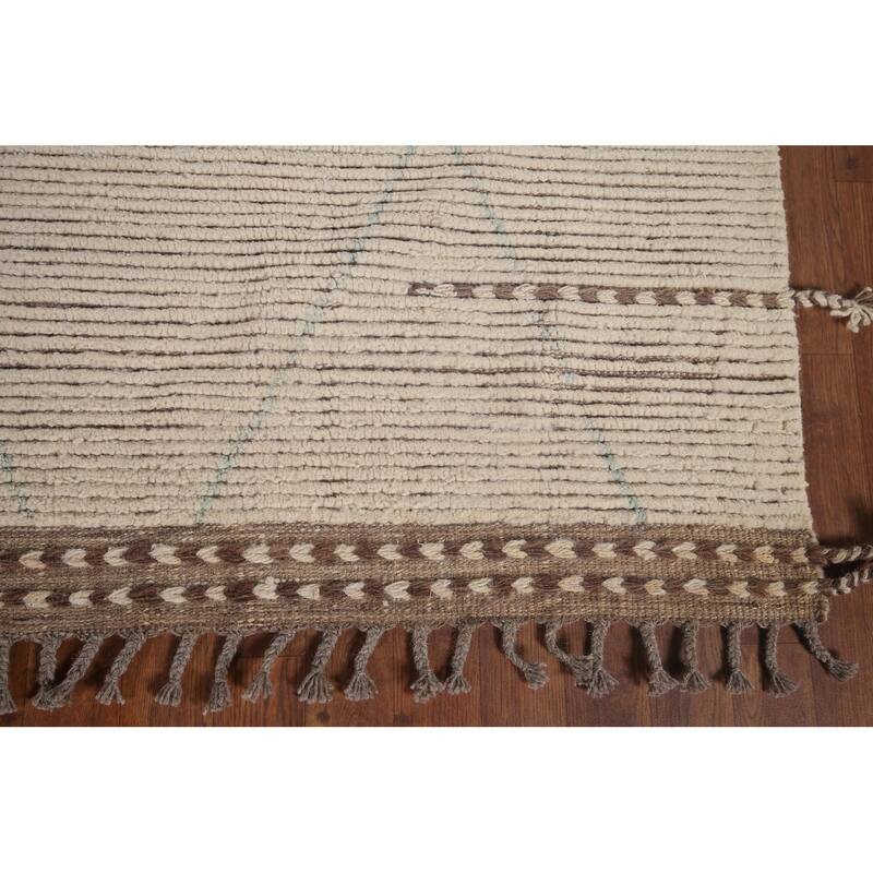 Earth Tone Moroccan Oriental Area Rug Handmade Trellis Wool Carpet - 7'6"x 10'8"