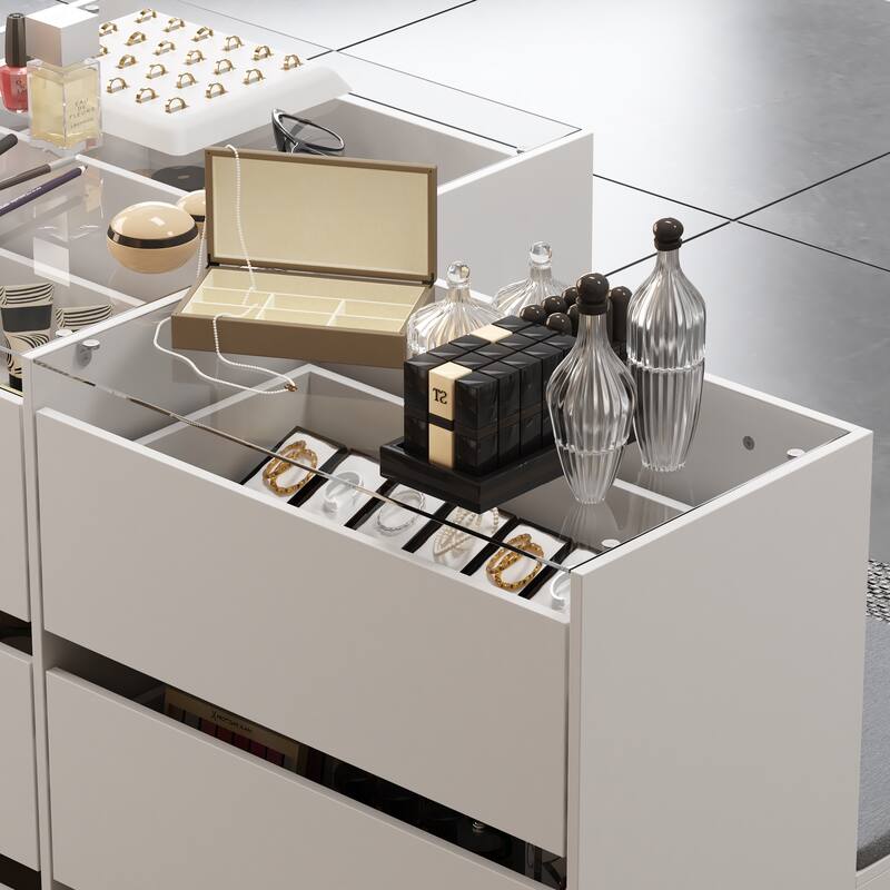 Cosmetic Storage Cabinet with Glassor Makeup, Jewelry Display Cabinet - 47.2"x27.6"