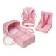 preview thumbnail 2 of 5, Badger Basket First Class 5-Piece Doll Travel Set - Pink/Stars