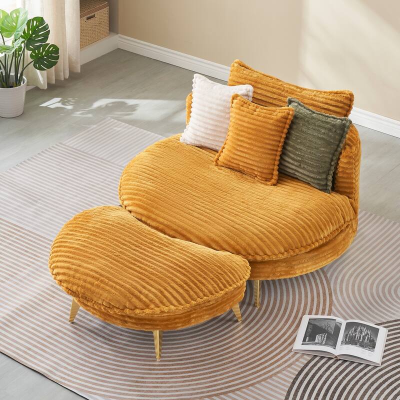 Comfortable Upholstered Armless Chair with Ottoman