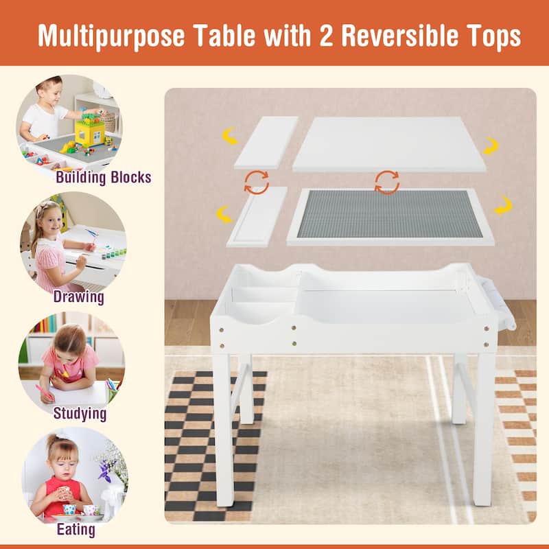 Wooden Kids Multi Activity Play Table with Storage Paper Roll - 34" x 23.5" x 22.5" (L x W x H)