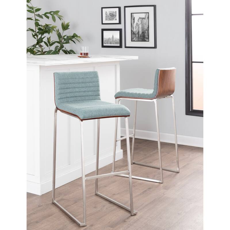 Silver Orchid Magda 30" Fixed-Height Upholstered Bar Stool (Set of 2)